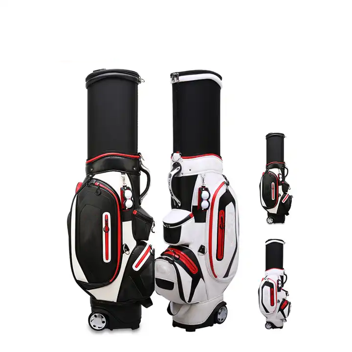 Multifunktional wasserdichtes Leder Retraktierbares Golfbeutel mit Rad in kühlem Schwarz und Weiß