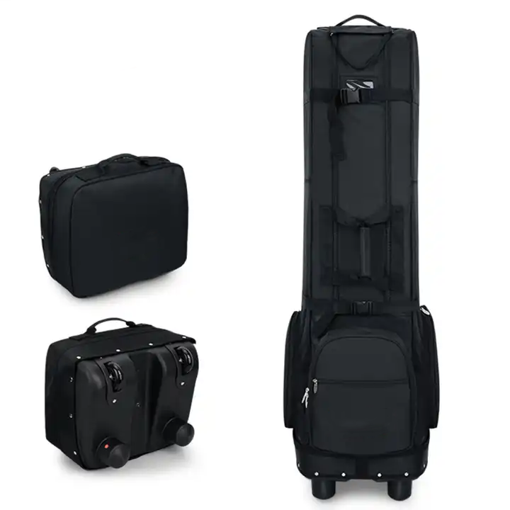 Golfreisetasche mit Rädern Langlebig Nylon wasserdichte schwarze Golf -Reise -Cover -Bag -Tour Golfbeutel